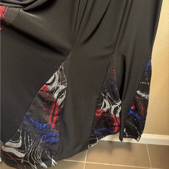 VINTAGE 2 PIECE SET PLUS SIZE KELLY LYNN Sparkly Black Red Blue Size 1X 4th July - Picture 13 of 16